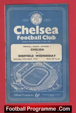 Chelsea v Sheffield Wednesday 1955 - Champions Decider Game - football programme