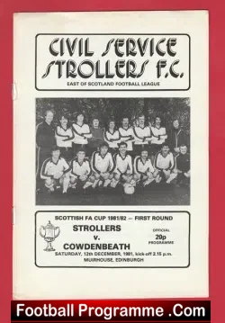 Civil Service Strollers v Cowdenbeath 1981 - Muirhouse Edinburgh - football programme