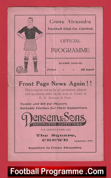 Crewe Alexandra v Gateshead 1948 – 1940’s Programme