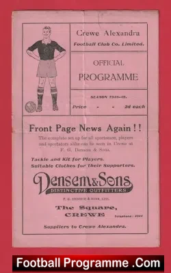 Crewe Alexandra v Gateshead 1948 – 1940’s Programme