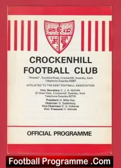 Crockenhill v Kent Police 1985 - Kent Football League - football programme