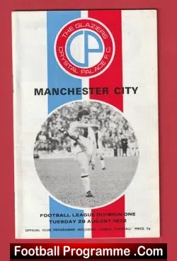 Crystal Palace v Manchester City 1972 - football programme