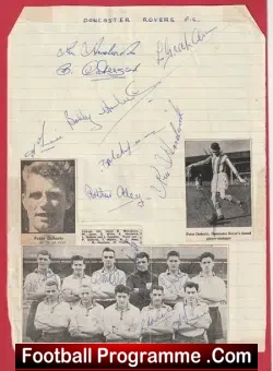 Doncaster Rovers Football Club Multi Signed Autograph 50s Fulham - football programme
