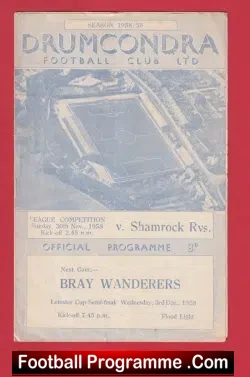 Drumcondra v Shamrock Rovers 1958 - Ireland - football programme