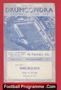 Drumcondra v St Patricks 1958 - Ireland - football programme