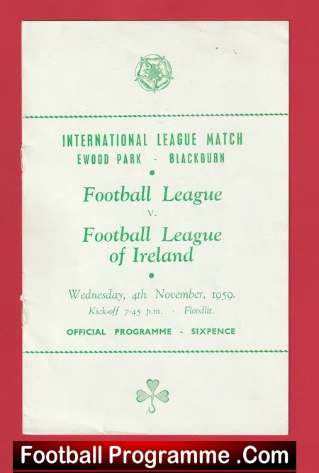 England Football League v Ireland 1959 – at Blackburn