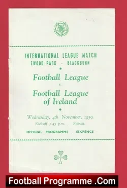 England Football League v Ireland 1959 – at Blackburn