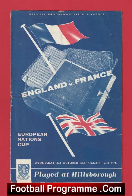 England v France 1962 – at Hillsborough European Nations Cup