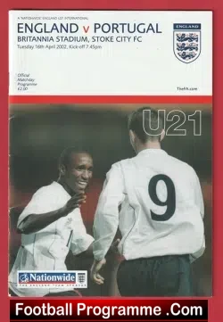 England v Portugal 2002 - Multi Signed Autographed Portuguese - football programme