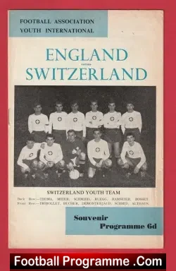 England v Switzerland 1962 - Youth International at Coventry - football programme