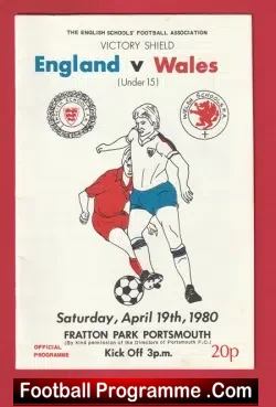 England v Wales 1980 - Schoolboys Match at Portsmouth - football programme