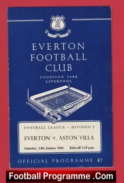 Everton v Aston Villa 1961 – 1960s Programmes