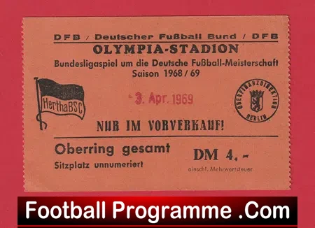 Hertha Berlin v Eintracht Braunschweig 1969 – Germany Ticket
