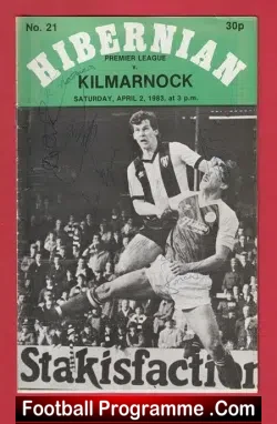 Hibernian Hibs v Kilmarnock 1983 - Signed Multi Autographed - football programme