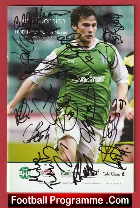 Hibernian Hibs v St Mirren 2011 - Signed Multi Autographed