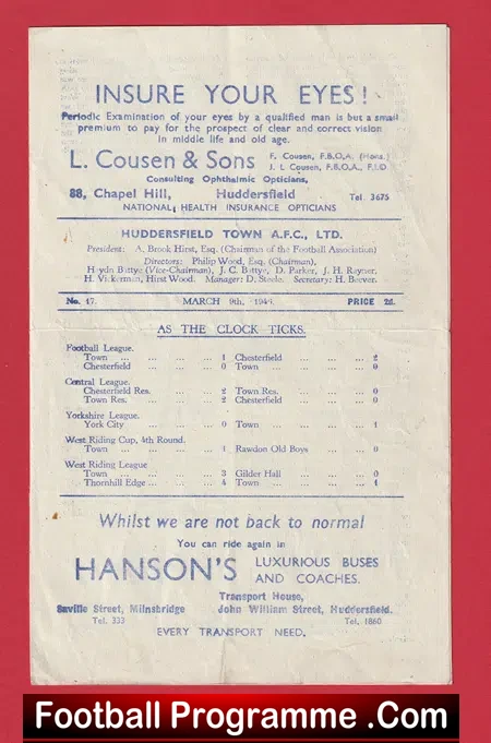 Huddersfield Town v Barnsley 1945 – 1940s