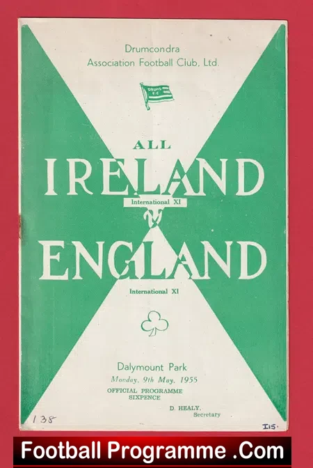 Ireland v England 1955 – Dalymount Friendly Match