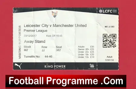 Leicester City v Manchester United 2017 – Match Ticket