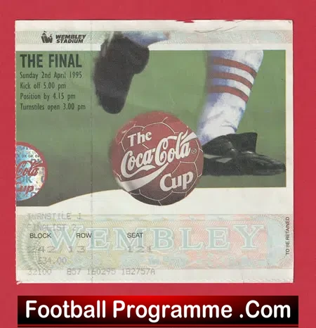 Liverpool v Bolton Wanderers 1995 – League Cup Final Ticket