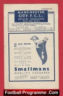 Manchester City v Manchester United 1948 - 1940s Programme - football programme