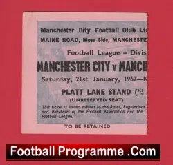 Manchester City v Manchester United 1967 – Old Football Ticket