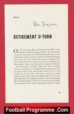 Manchester United Alex Ferguson Genuine Hand Signed Autograph - football programme