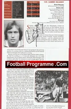 Manchester United Sammy McIlroy Autograph Man Utd Bio - football programme