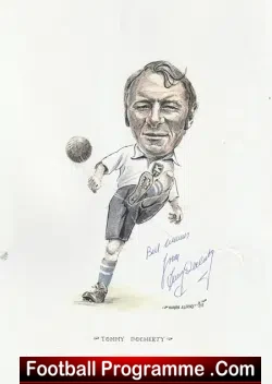 Manchester United Tommy Docherty Autograph SIGNED Caricature - football programme