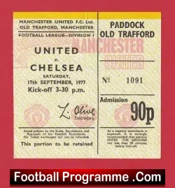 Manchester United v Chelsea 1977 – Football Match Ticket