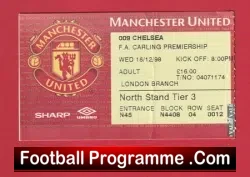 Manchester United v Chelsea 1998 - Ticket Season Treble - football memorabilia