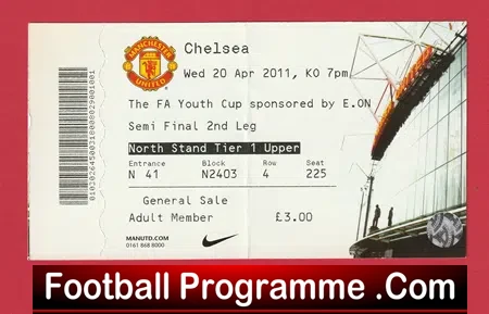 Manchester United v Chelsea 2011 – Youth Cup Semi Final Ticket