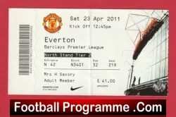 Manchester United v Everton 2011 – Match Ticket