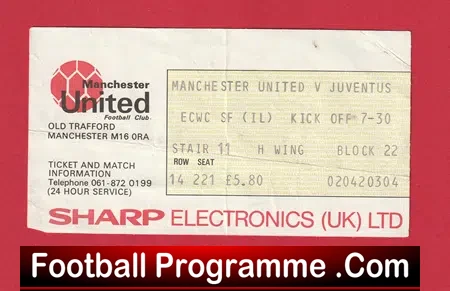 Manchester United v Juventus 1976 – Football Ticket UEFA Cup