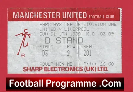 Manchester United v Liverpool 1989 – Football Ticket