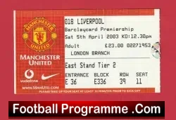 Manchester United v Liverpool 2003 – Football Ticket