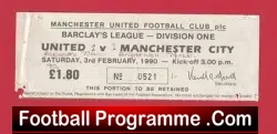 Manchester United v Manchester City 1990 – Ticket