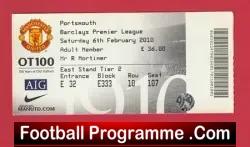 Manchester United v Portsmouth 2010 - Football Match Ticket - football memorabilia