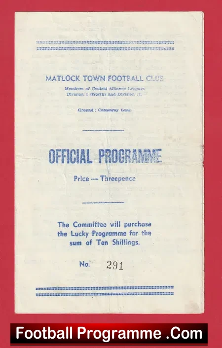 Matlock Town v Ilkeston Town 1960s ?