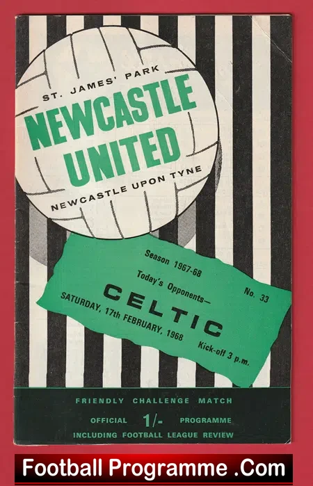 Newcastle United v Glasgow Celtic 1968 – Friendly St James Park