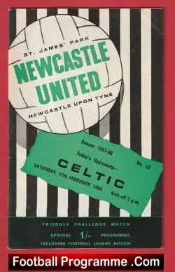 Newcastle United v Glasgow Celtic 1968 – Friendly St James Park