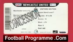 Newcastle United v Manchester United 2016 – Match Ticket