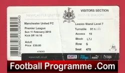 Newcastle United v Manchester United 2018 – Match Ticket
