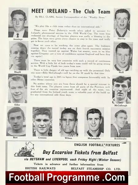 Northern Ireland v Switzerland 1964 - Windsor Park + George Best