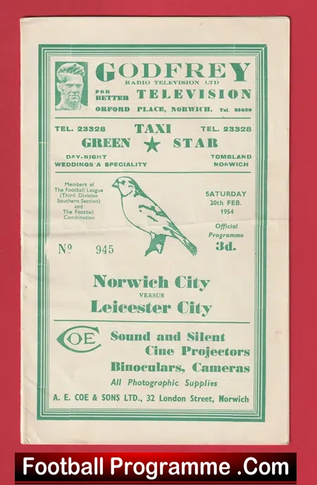 Norwich City v Leicester City 1954