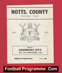 Notts County v Coventry City 1962 – 1960s Programmes