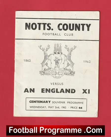 Notts County v England 1962 – Friendly Game