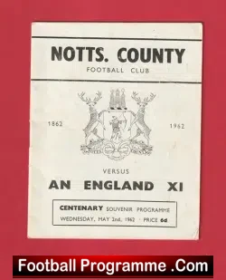 Notts County v England 1962 – Friendly Game