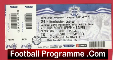 Queens Park Rangers v Manchester United 2011 – Football Ticket