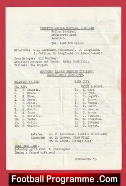 Redditch United v Bath City 1979 - football programme