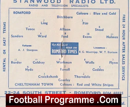 Romford v Cheltenham Town 1961